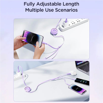JOYROOM S-A40 3-in-1 Mini Retractable Charging Cable 1m 3.5A Charging Data Cable