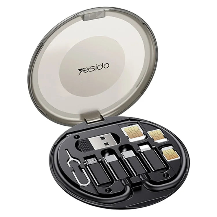 YESIDO CA118 Multi-Function 60W Charging Data Cable 6-in-1 Adapter Cable Set with Storage Box