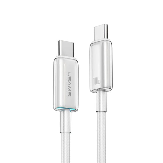 USAMS Cloud Series US-SJ660 1.2m Type-C to Type-C PD 100W Fast Charging Cable with Indicator Light