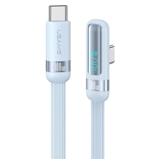 USAMS US-SJ653 Wind Series 1.2m Type-C To Type-C Fast Charging PD 100W Cable Digital Display Data Cord