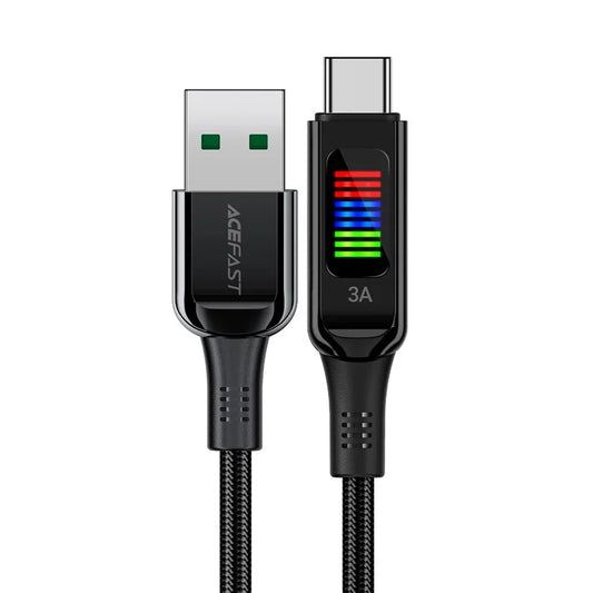 ACEFAST C7-04 1.2m USB-A to USB-C 60W Fast Charging Cable Light Display Braided Data Transfer Cord