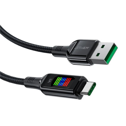 ACEFAST C7-04 1.2m USB-A to USB-C 60W Fast Charging Cable Light Display Braided Data Transfer Cord