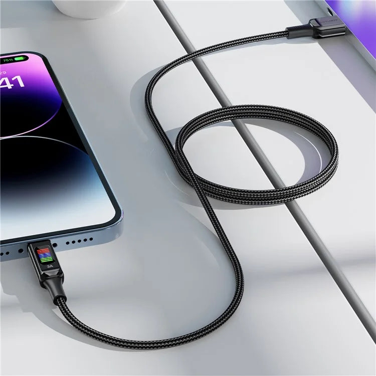 ACEFAST C7-04 1.2m USB-A to USB-C 60W Fast Charging Cable Light Display Braided Data Transfer Cord