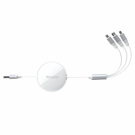 YESIDO CA11 7 3 in 1 Telescopic Data Cable Portable Retractable Charging Cable for Cell Phones, Tablets