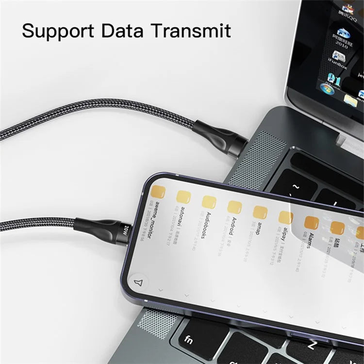 YESIDO CA87 PD Fast Charging Cable 100W+20W 2-in-1 Type-C to iP+Type-C Data Cable with LED Indicator