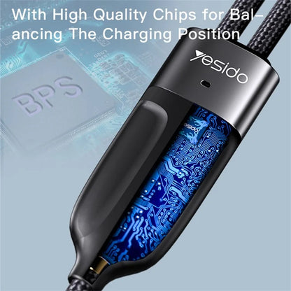 YESIDO CA88 Type-C to 2 Type-C PD Charging Cable 100W+20W 2-in-1 USB-C Data Cable with LED Indicator