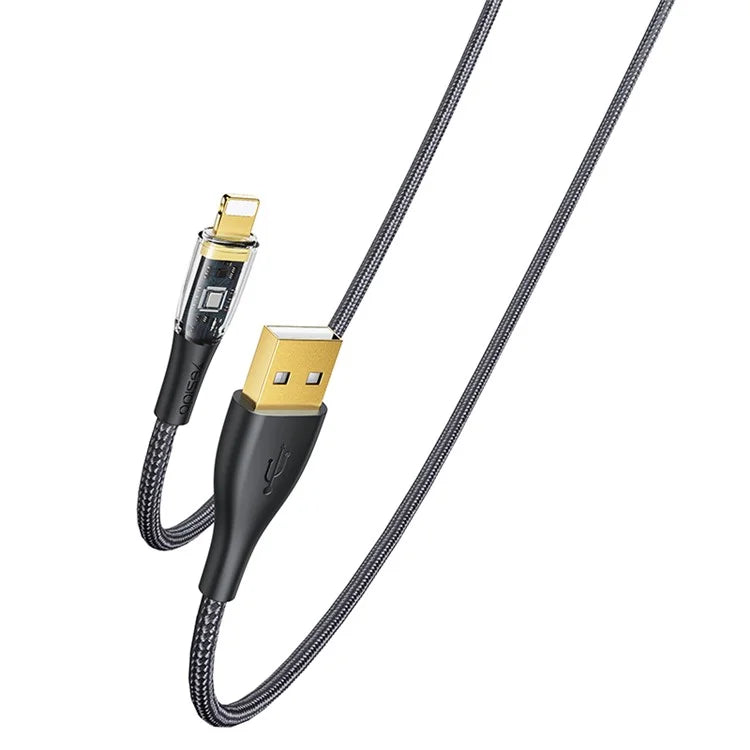 YESIDO CA104 3A Type-C Charging Cable Gold Plated Visible Nylon Braid Data Cable
