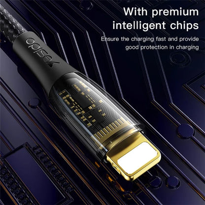 YESIDO CA104 3A Type-C Charging Cable Gold Plated Visible Nylon Braid Data Cable