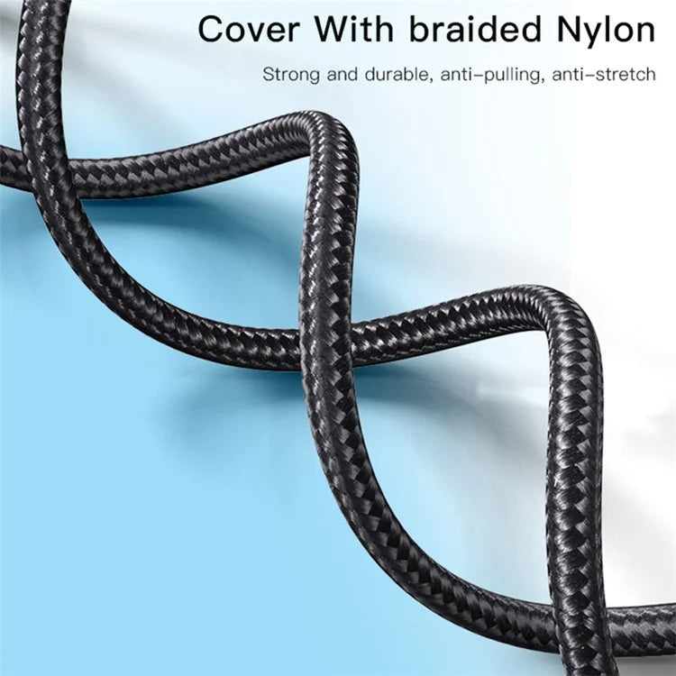 YESIDO CA104 3A Type-C Charging Cable Gold Plated Visible Nylon Braid Data Cable