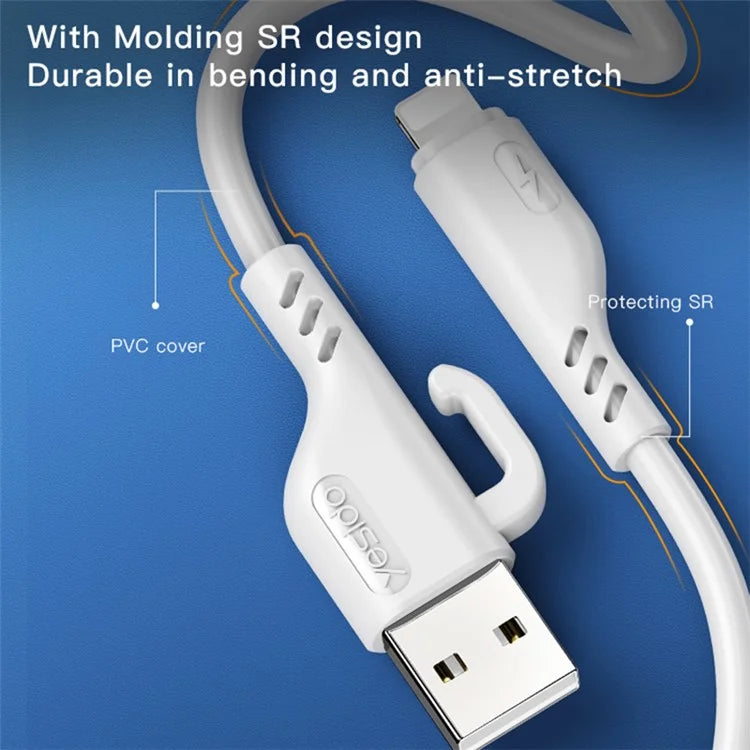 YESIDO CA105 USB Data Cable 1.2m 2.4A PVC Charging Cord with Hanging Hook