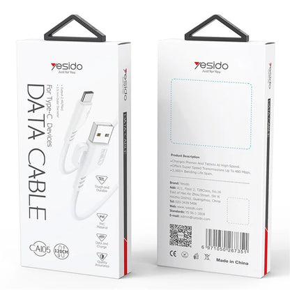 YESIDO CA105 USB Data Cable 1.2m 2.4A PVC Charging Cord with Hanging Hook
