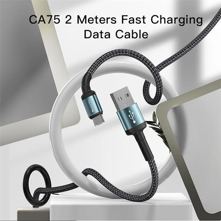 YESIDO CA74 2.4A USB to Micro USB Charging Cable 1.2m Nylon Braided Data Cable