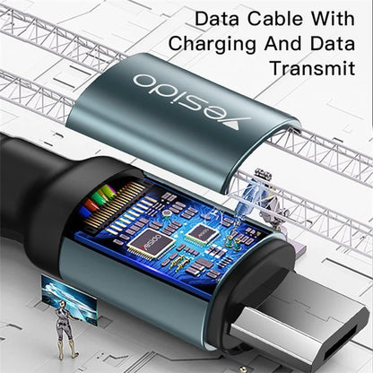 YESIDO CA74 2.4A USB to Micro USB Charging Cable 1.2m Nylon Braided Data Cable