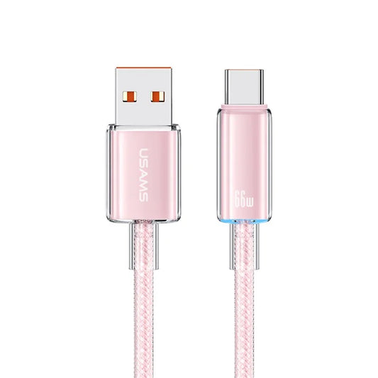 USAMS US-SJ658 Cloud Series 1.2m USB-A to Type-C 6A Fast Charging Cable Braided Data with Light