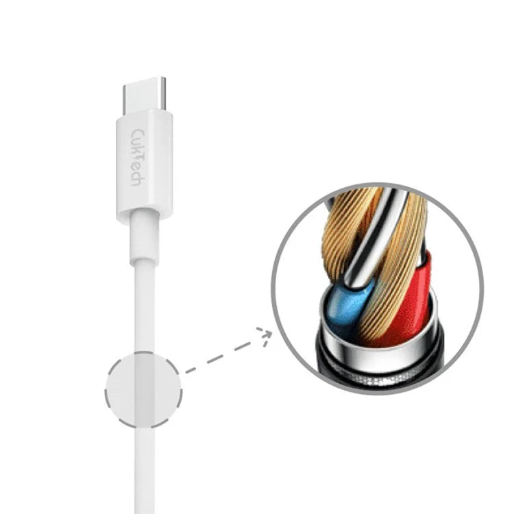 CUKTECH KLC-5499 1m Type-C to Type-C Data Cable Flexible TPE 5A Charging Cable Built-In Emark Chip