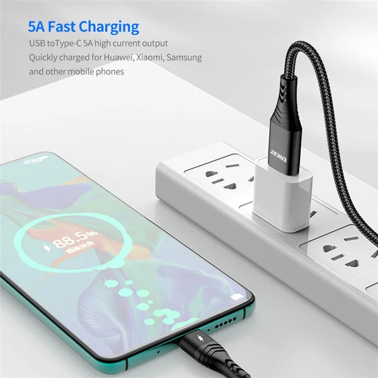 ENKAY Type-C / USB to iP / Type-C / Mcro USB Charging Cable, 2m 5A Fast Charging Data Cable