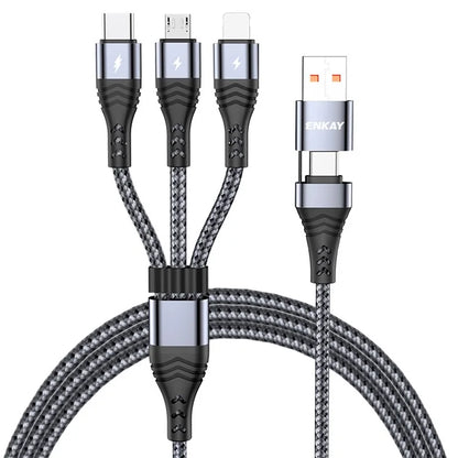 ENKAY Type-C / USB to iP / Type-C / Mcro USB Charging Cable, 2m 5A Fast Charging Data Cable