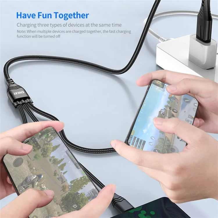ENKAY Type-C / USB to iP / Type-C / Mcro USB Charging Cable, 2m 5A Fast Charging Data Cable