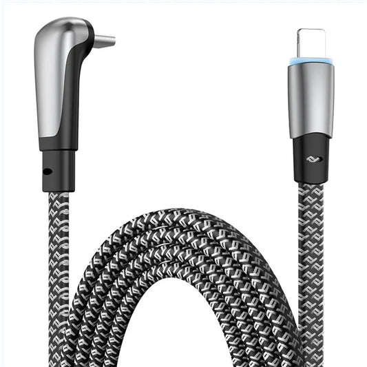 ENKAY 2m PD 30W Fast Charging Cable Angled Type-C to Lightning Charging Cord for iPhone iPad