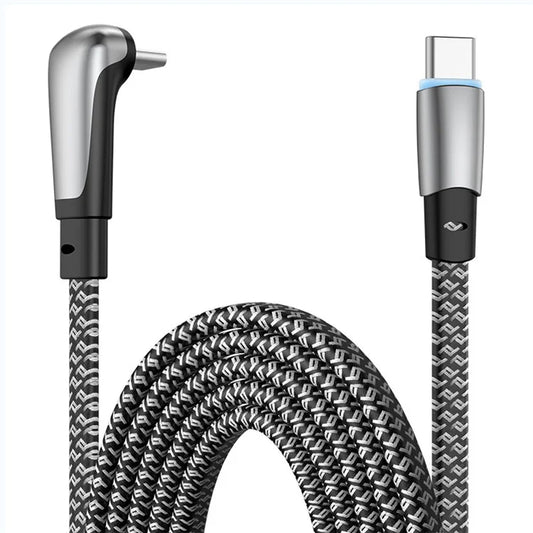 ENKAY 1.2m Angled Type-C to Type-C PD 65W Fast Charging Cable Flat Cord with Indicator Light