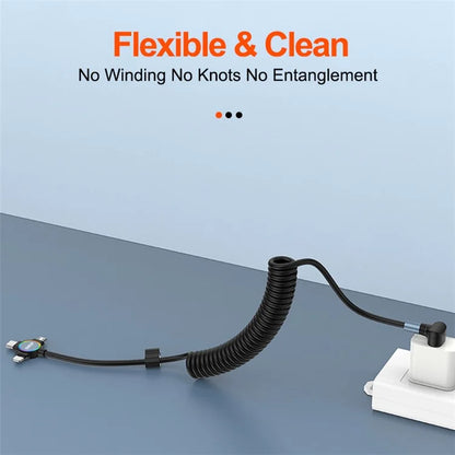 ENKAY 1.5m USB to Type-C / iP /  Micro USB TPU Spring Cable 66W Fast Charging Cable with Indicator Light