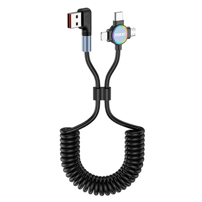 ENKAY 1.5m USB to Type-C / iP /  Micro USB TPU Spring Cable 66W Fast Charging Cable with Indicator Light