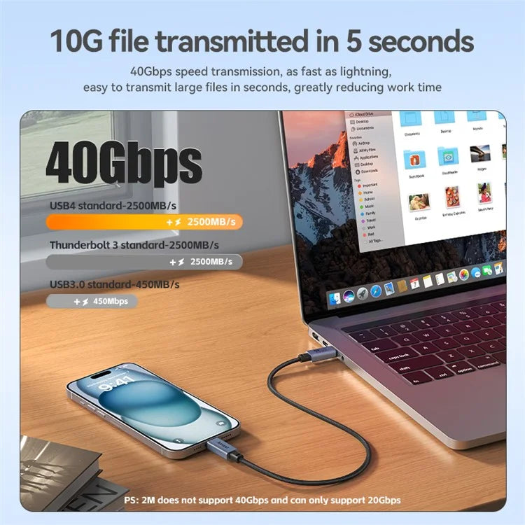 JASOZ D119 1.5m USB4 8K / 60Hz PD 240W 40Gbps Type-C Fast Charging Cable