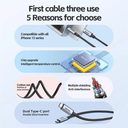 JASOZ D120 1.5m USB3.2 4K / 60Hz 20Gbps PD 240W Type-C Fast Charging Cable