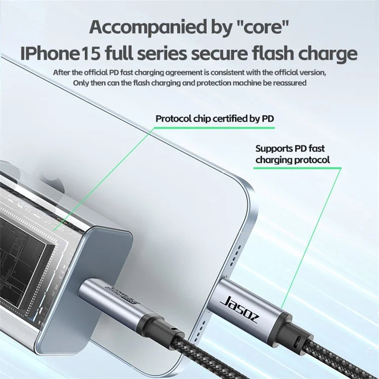 JASOZ D120 1.5m USB3.2 4K / 60Hz 20Gbps PD 240W Type-C Fast Charging Cable