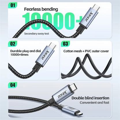 JASOZ D120 1.5m USB3.2 4K / 60Hz 20Gbps PD 240W Type-C Fast Charging Cable
