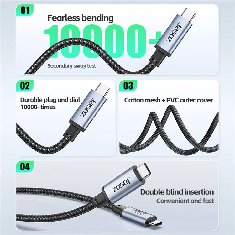 JASOZ D120 1m USB3.2 4K / 60Hz PD 240W Type-C Fast Charging Cable for iPhone 15