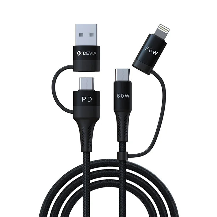 DEVIA EC504 Extreme Speed Series 1.5m Multi 4-in-1 Fast Charging Cable Nylon Braided Cord