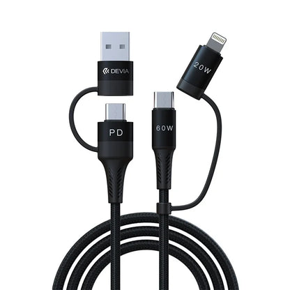 DEVIA EC504 Extreme Speed Series 1.5m Multi 4-in-1 Fast Charging Cable Nylon Braided Cord