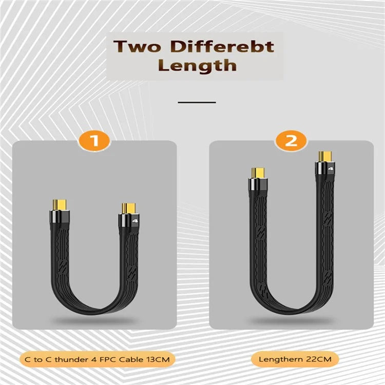 Type-C to Type-C Thunderbolt 4 FPC Cable PD 100W Fast Charging Data Cable with Audio Video Transmission