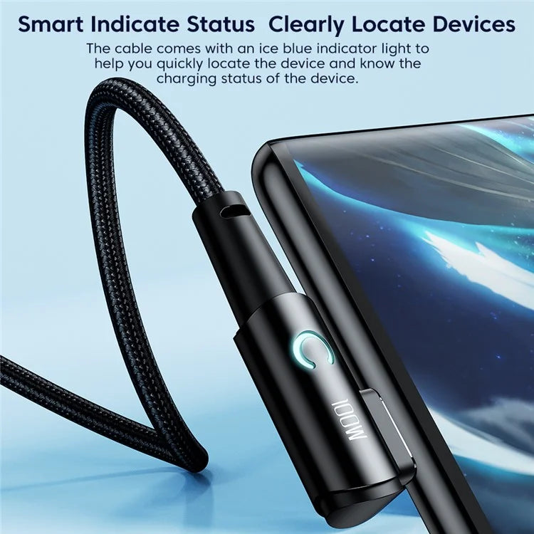 TOOCKI TQ-X25A2 100W USB-A to Type-C Right Angle Charging Data Cable, 2m
