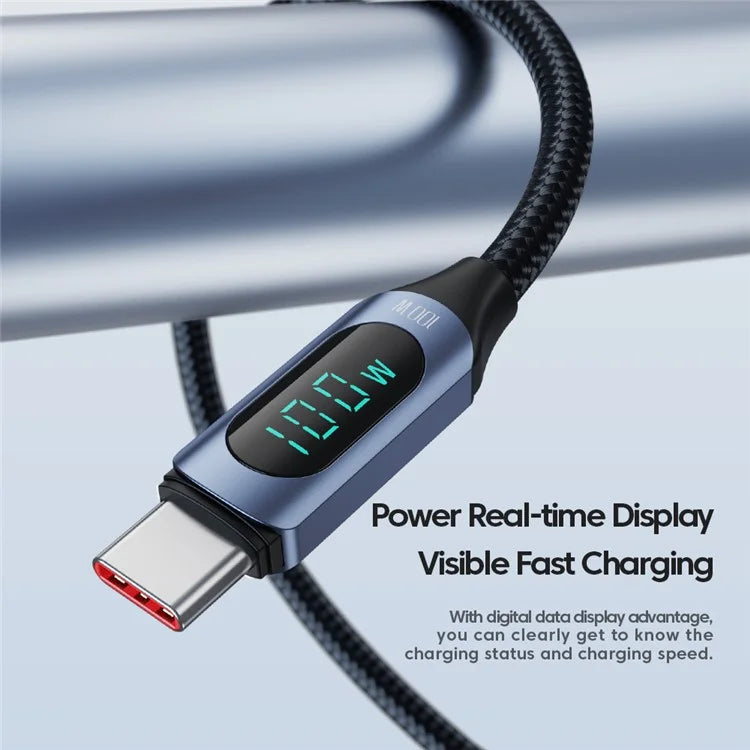 TOOCKI TQ-X03 USB-C to USB-C PD 100W Digital Display Charging Data Cable, 1m