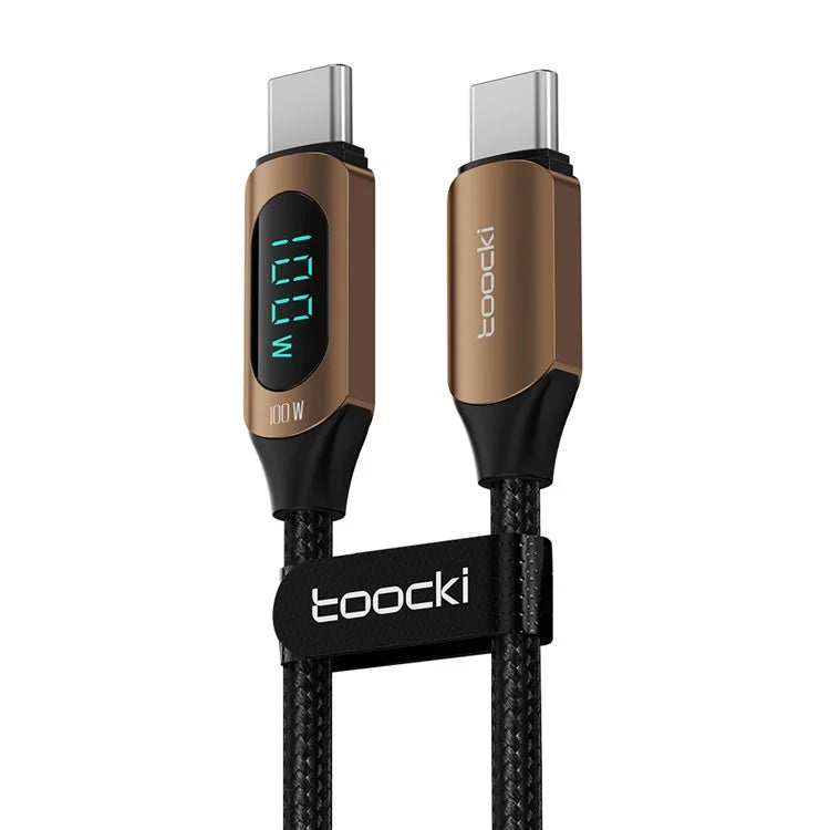 TOOCKI TQ-X03 USB-C to USB-C PD 100W Digital Display Charging Data Cable, 1m