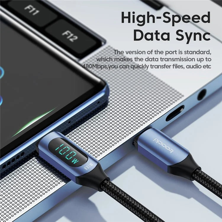 TOOCKI TQ-X03 2m Digital Display Data Cable USB-C to USB-C PD 100W Charging Cord
