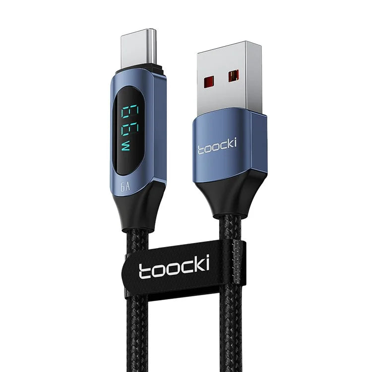 TOOCKI TQ-X03A2 1m 6A USB-C Data Cable, Digital Display Braided Charging Cable