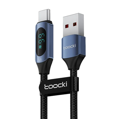 TOOCKI TQ-X03A2 1m 6A USB-C Data Cable, Digital Display Braided Charging Cable