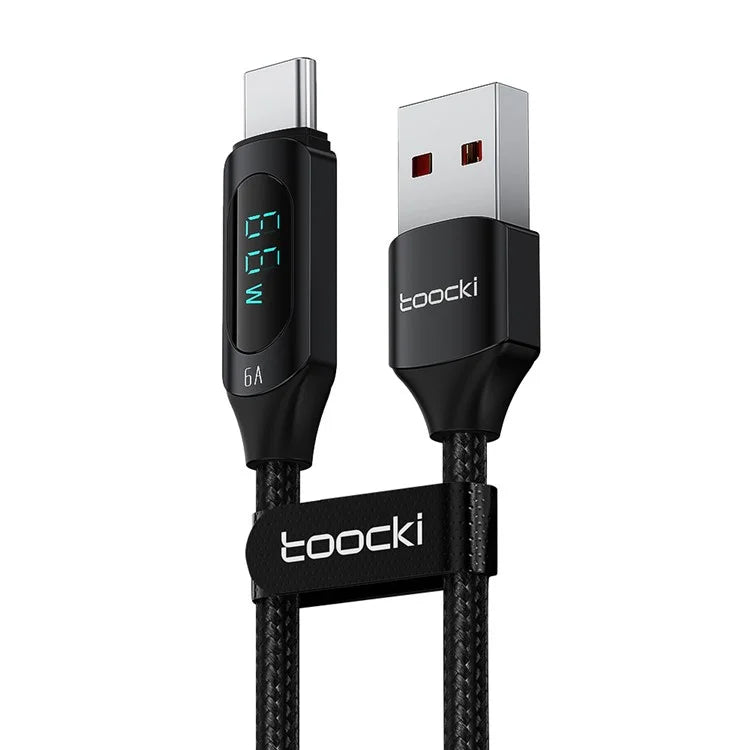 TOOCKI TQ-X03A2 1m 6A USB-C Data Cable, Digital Display Braided Charging Cable