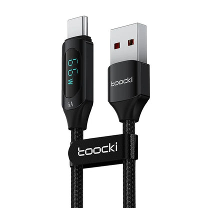 TOOCKI TQ-X03A2 1m 6A USB-C Data Cable, Digital Display Braided Charging Cable
