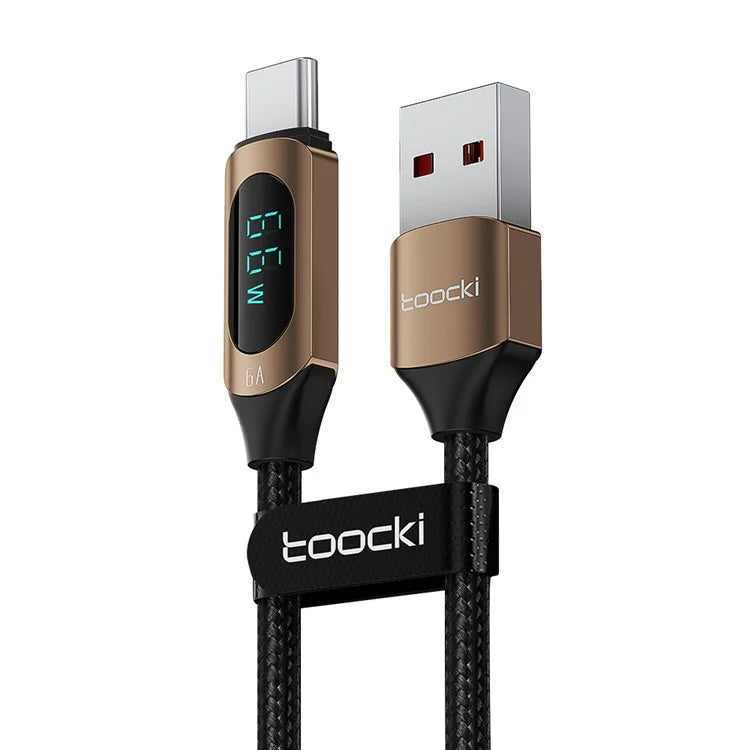 TOOCKI TQ-X03A2 1m 6A USB-C Data Cable, Digital Display Braided Charging Cable