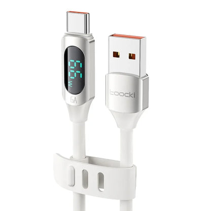TOOCKI TQ-X55A2 1m USB to Type-C 6A Liquid Silicone Data Cable with Digital Display