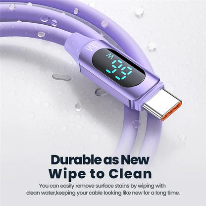 TOOCKI TQ-X55A2 1m USB to Type-C 6A Liquid Silicone Data Cable with Digital Display