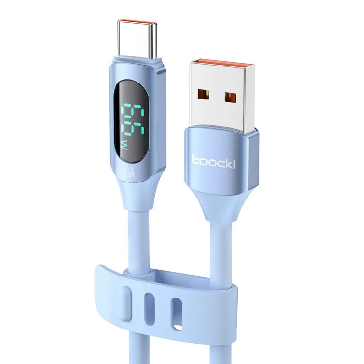 TOOCKI TQ-X55A2 1m USB to Type-C 6A Liquid Silicone Data Cable with Digital Display
