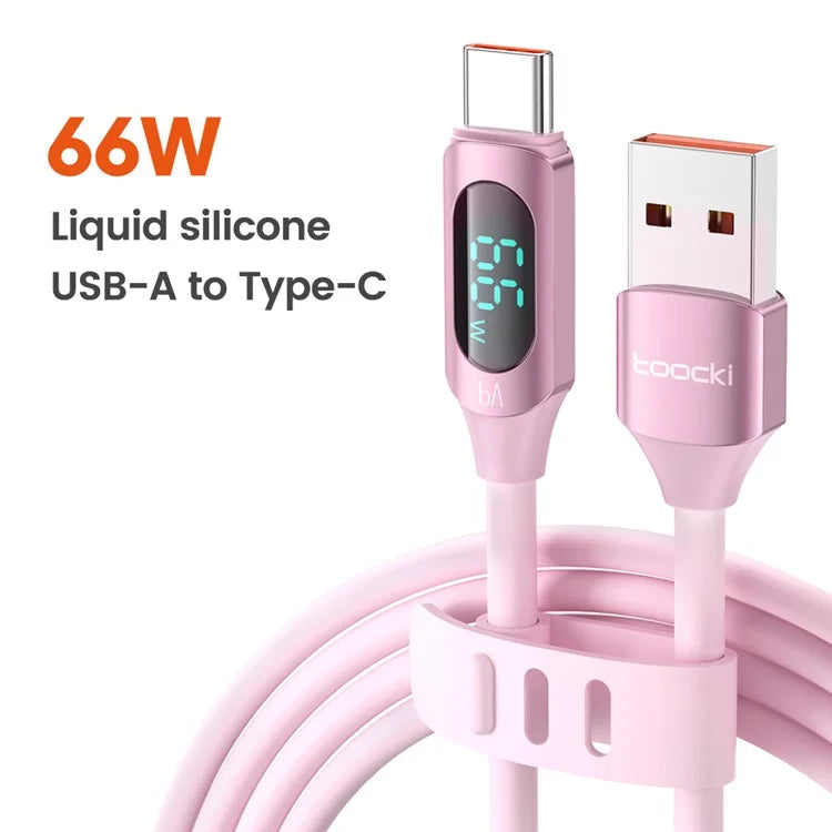 TOOCKI TQ-X55A2 2m Digital Display USB to Type-C 6A Liquid Silicone 480Mbps Data Cable
