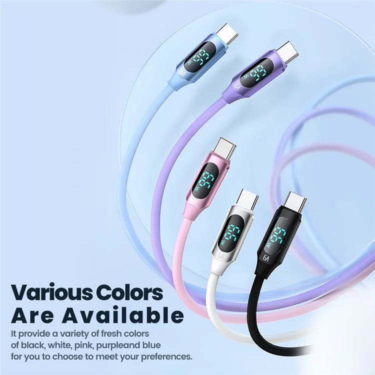TOOCKI TQ-X55A2 2m Digital Display USB to Type-C 6A Liquid Silicone 480Mbps Data Cable