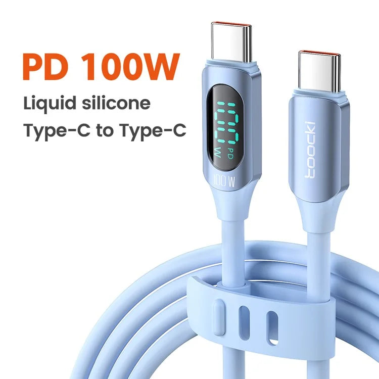 TOOCKI TQ-X55C2 2m Digital Display PD 100W Liquid Silicone Type-C Data Cable
