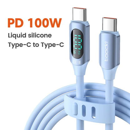 TOOCKI TQ-X55C2 2m Digital Display PD 100W Liquid Silicone Type-C Data Cable